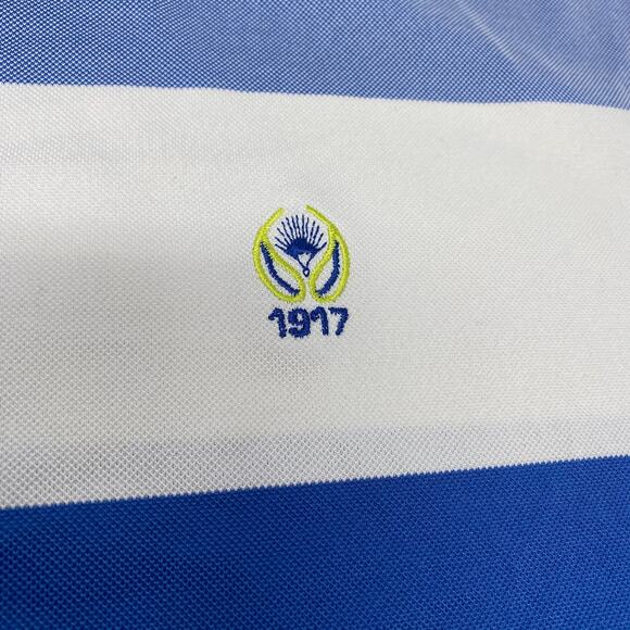 Footjoy Mens Large Blue White Green Embroidered Golf Polo Shirt - Picture 3 of 7